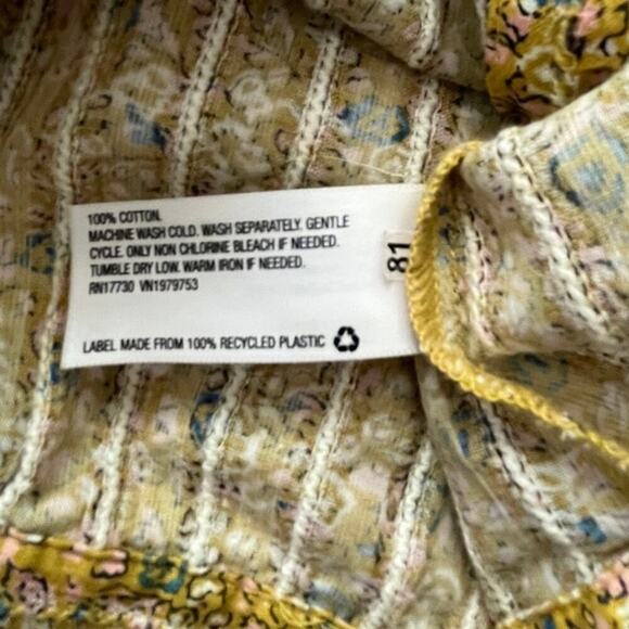 Universal Thread Crochet Floral Blouse M Yellow Button Front Boho Cottage - Picture 10 of 10